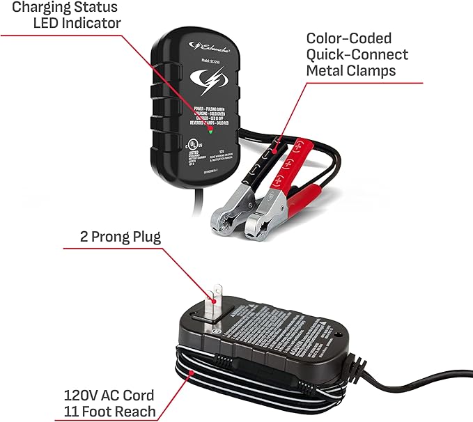Schumacher Electric 0.8A Car Battery Charger and Maintainer, 2-in-1 Solution - Image 6