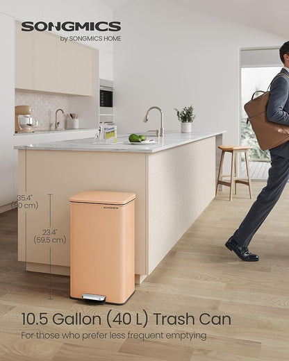 SONGMICS Kitchen Trash Can, 10.5 Gallon Garbage Can, Large Step Trash Bin - Image 2