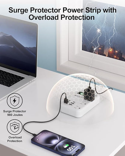 Beeiker 6 USB Surge Protector Power Strip- 10 Ft Extension Cord - Image 8