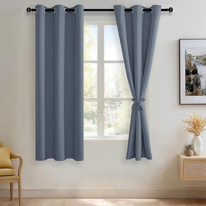 JIUZHEN Blackout Curtains with Tiebacks by JIUZHEN