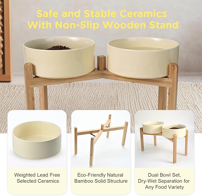SPUNKYJUNKY Elevated Dog Bowls Ceramic, 8.3'' Dogs Food Water Bowls Raised - 60 - Image 7