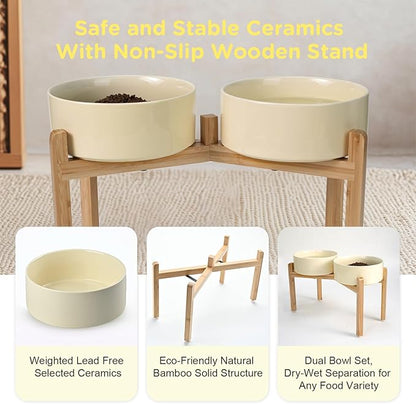 SPUNKYJUNKY Elevated Dog Bowls Ceramic, 8.3'' Dogs Food Water Bowls Raised - 60 - Image 7