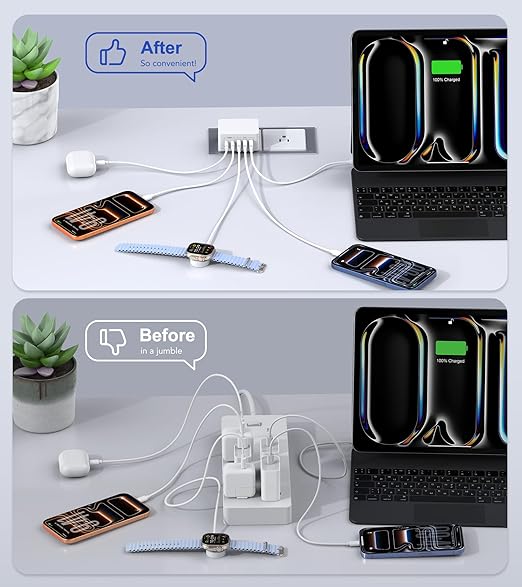 USB C Charger Block Thin Flat 50W 5-Port Wall Charger 2-Pack Type C Fast - Image 9