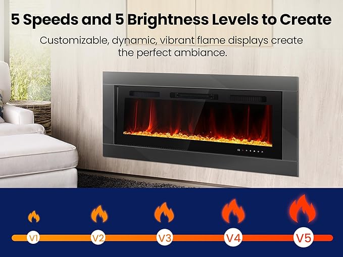 Electric Fireplace Inserts 42 Inch Wide, RealSmart Wall Mounted Fireplace - Image 2