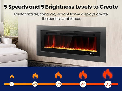 Electric Fireplace 50 Inch Wall Mount Insert Fireplaces Realsmart 1500W - Image 2