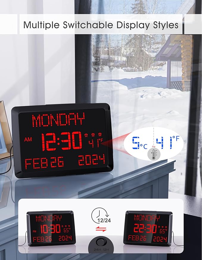 Digital Clock Large Display 11.5", Calendar Clock - Image 6