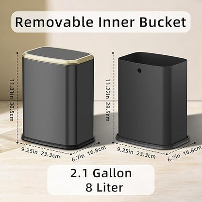 8L/2.1 Gal Small Bathroom Trash Can - Image 6
