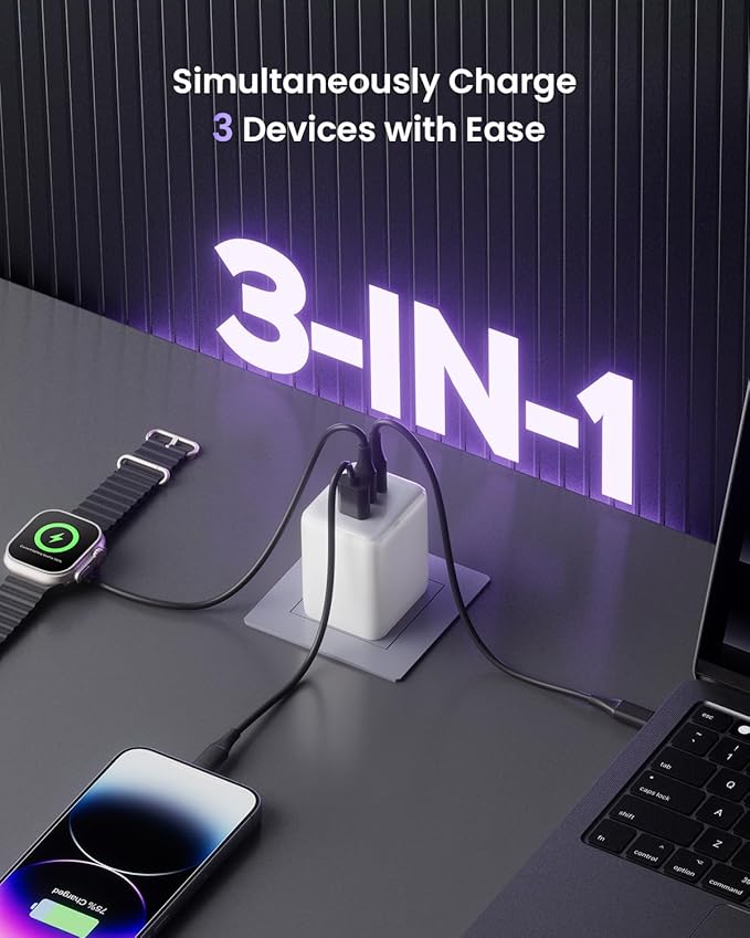 Wegear 100W USB C Charger Block, 3-Port Compact Foldable Power Adapter USB Wall - Image 4