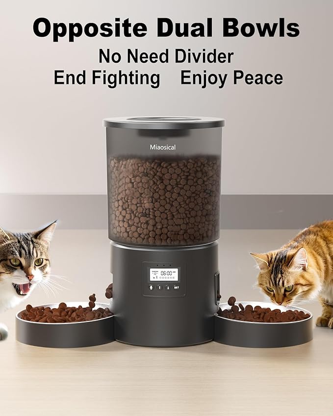 Automatic Cat Feeder for 2 Cats, 4.2L Dual Food Dispenser, Portion Control - Image 3