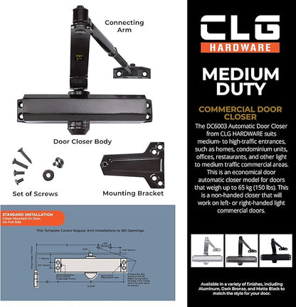 CLG HARDWARE DC6003 Medium Duty Commercial Door Closer - Image 3