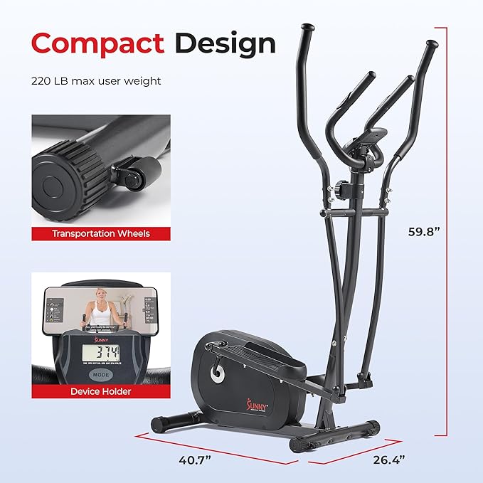 Sunny Health & Fitness Smart Upright Elliptical w/Pulse Sensor Built-in - Image 6