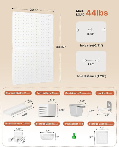 PEGZONE Pegboard Wall Organizer Combination Kit, Overall 33.1"x20.5" Metal - Image 6