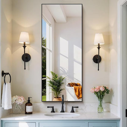 Black Bathroom Mirror for Wall, 20x48 Inch Rectangle Mirror - Image 3