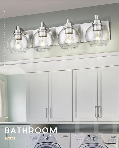 METWET Bathroom Light Fixtures, 4 Light Brushed Nickel Vanity Light, 26 Inch - Image 6