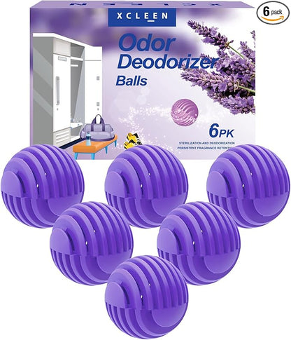 Shoe Deodorizer Balls Lavender 6 Pack, Natural Essential Oil Long Lasting by Xcleen