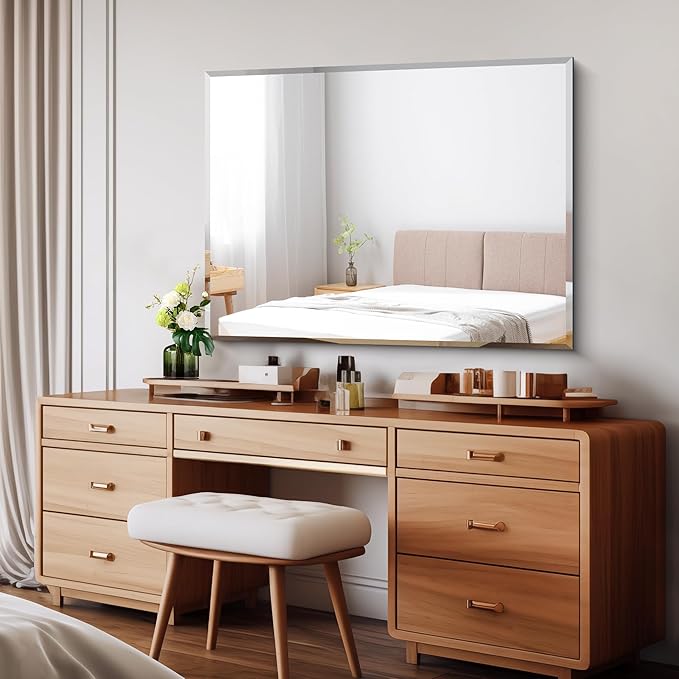 CILIBER Beveled Bathroom Mirror, 30x40 Large Frameless Mirrors - Image 2