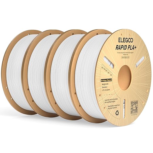 ELEGOO Rapid PLA Plus Filament 1.75mm White 4KG, PLA+ 3D Printer Filament by ELEGOO