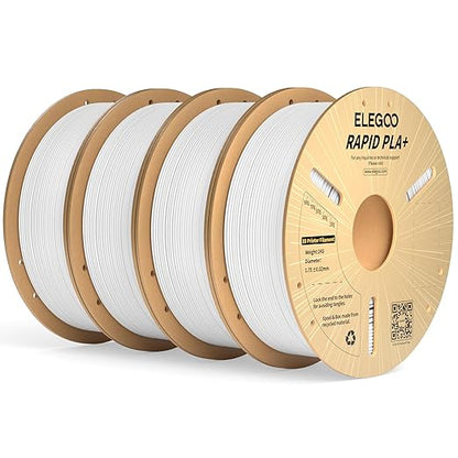 ELEGOO Rapid PLA Plus Filament 1.75mm White 4KG, PLA+ 3D Printer Filament by ELEGOO