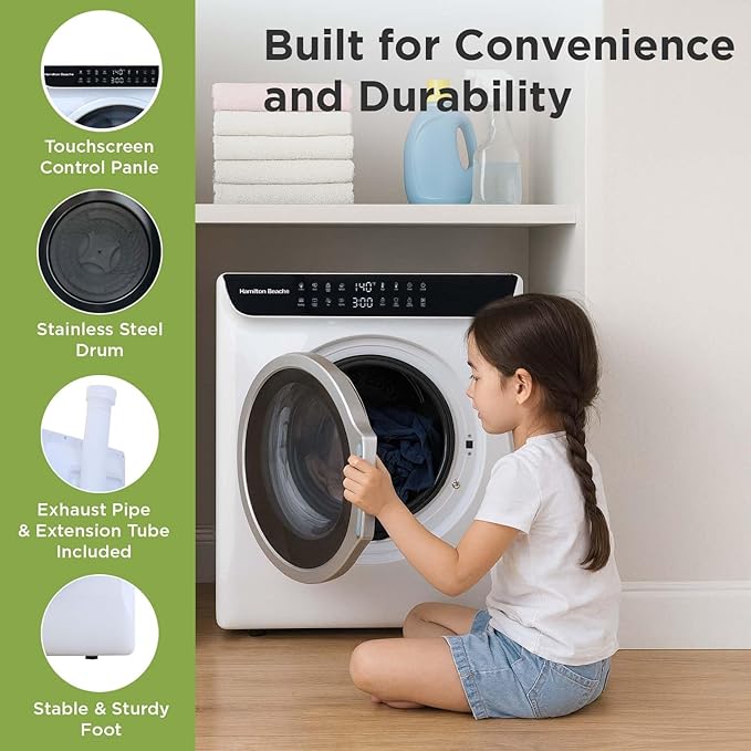 HAMILTON BEACH Electric Compact Portable TOUCHSCREEN Laundry Dryer - Image 3