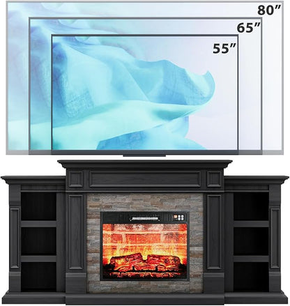 LGHM 72" Fireplace TV Stand for TVs Up to 80 Inch, Electric Fireplace - Image 7