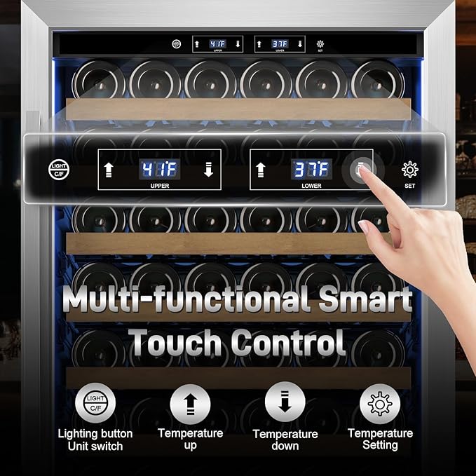 24 Inch Wide Wine and Beverage Refrigerator, 2 IN 1 Dual Zone Wine Cooler - Image 3