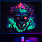 SparkLia Blacklight Fire Skull Tapestry, UV Reactive Burning Skeleton Horror Wall Hanging, Glow in the Dark Scary Dark Forest Surreal Artwork Wall Tapestries Room Decor for Bedroom, Living Room - 29.5" x 39.4"