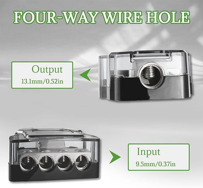 BOJACK 4 Way Power Distribution Connecting Block 1x0/2/4 Gauge Input 2x4/8 - Image 3