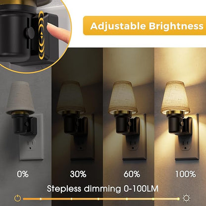 L LOHAS LED Night Lights Plug into Wall, Linen Fabric Round Platform Decor - Image 2