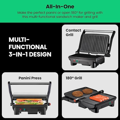 Chefman Electric Panini Press Grill, Compact 2-Slice Sandwich Maker, Non-Stick - Image 3