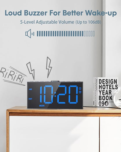 Digital Alarm Clock for Bedroom Heavy Sleepers, 7.5''Large Display, 2 Alarms - Image 4
