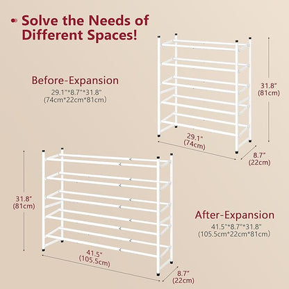 Tajsoon Expandable Shoe Rack for Closet 5 Tier, 29“-41“Adjustable & Stackable - Image 3