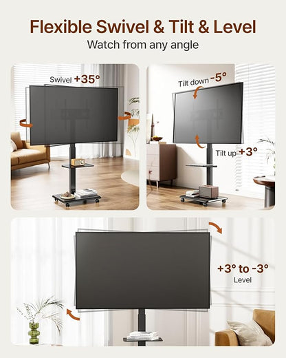 ECOTINY Steel Base Rolling TV Stand - Image 2