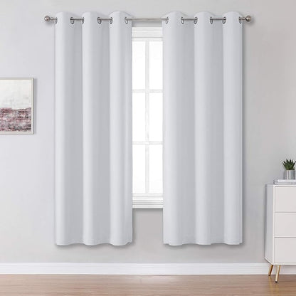 DUALIFE Greyish White Room Darkening Curtains 72 Inches Long by DUALIFE