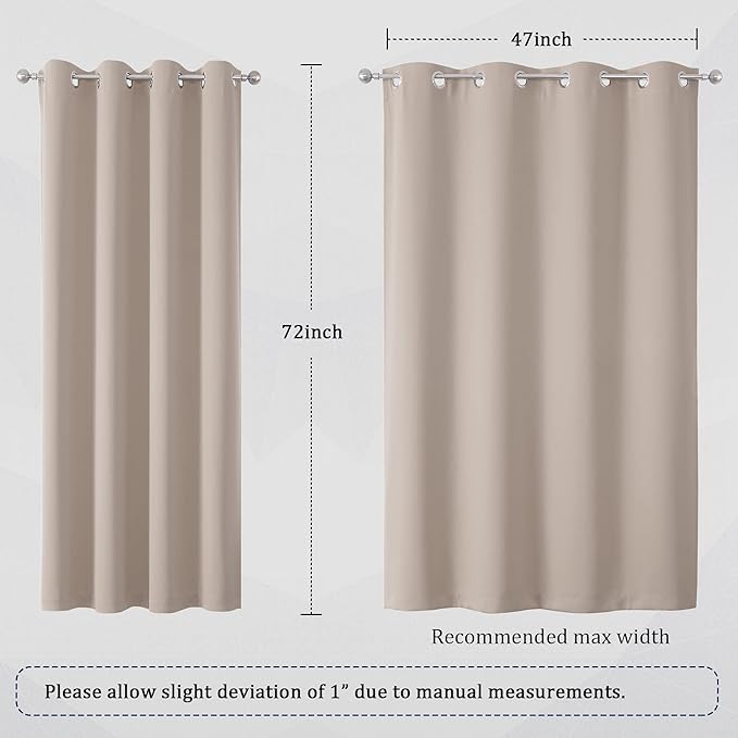 DUALIFE Light Brown Blackout Curtains 72 Inches Long - Image 6