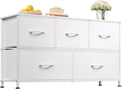 WLIVE Dresser for Bedroom with 5 Drawers, Wide Chest of Drawers, Fabric Dresser by WLIVE