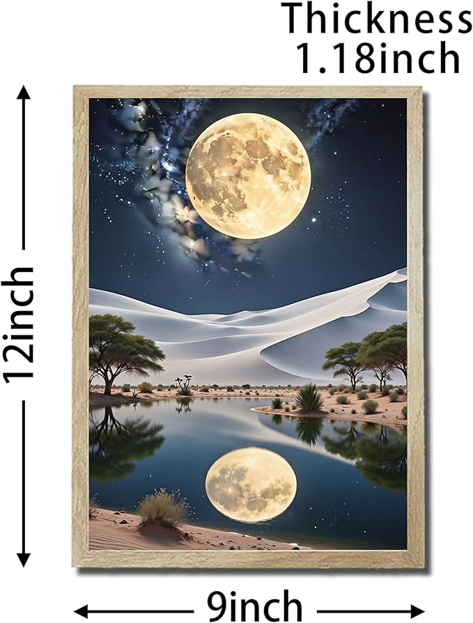 URVIP LED Glowing Photo Frame, 3D Starry-Sky Blue Moon Wall Art, 9x12 Inches - Image 2
