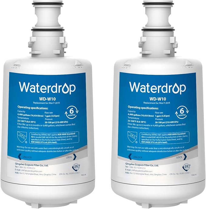 Waterdrop F-201R Water Filter Cartridge, NSF/ANSI 42 Certified, Replacement by Waterdrop