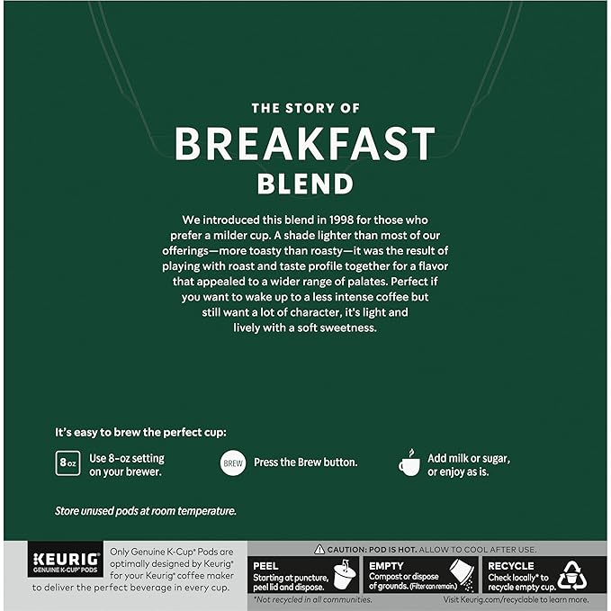 Starbucks Coffee K-Cup Pods, Breakfast Blend, Medium Roast Coffee, Notes of - Image 5