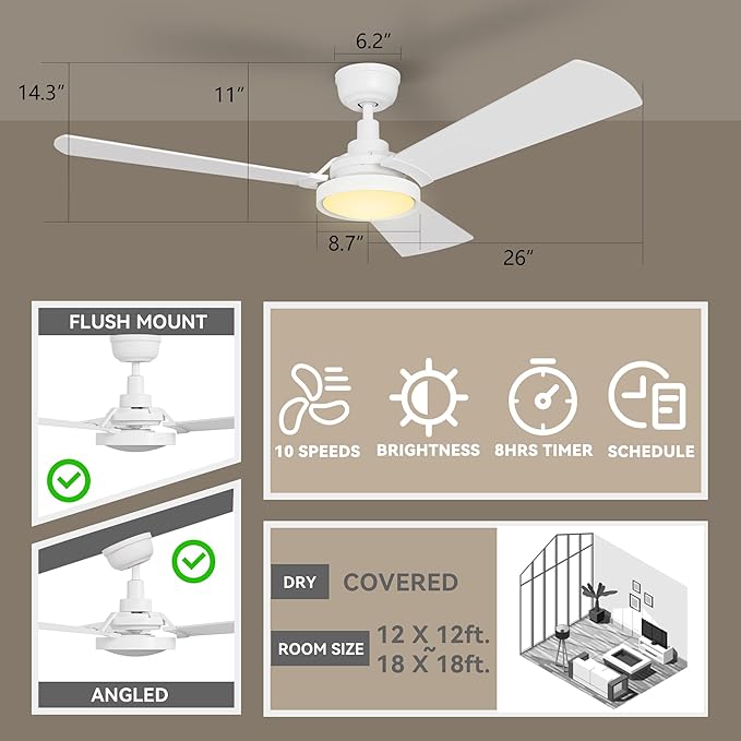 SMAAIR 52 Inch Smart Wifi Ceiling Fans - Image 6