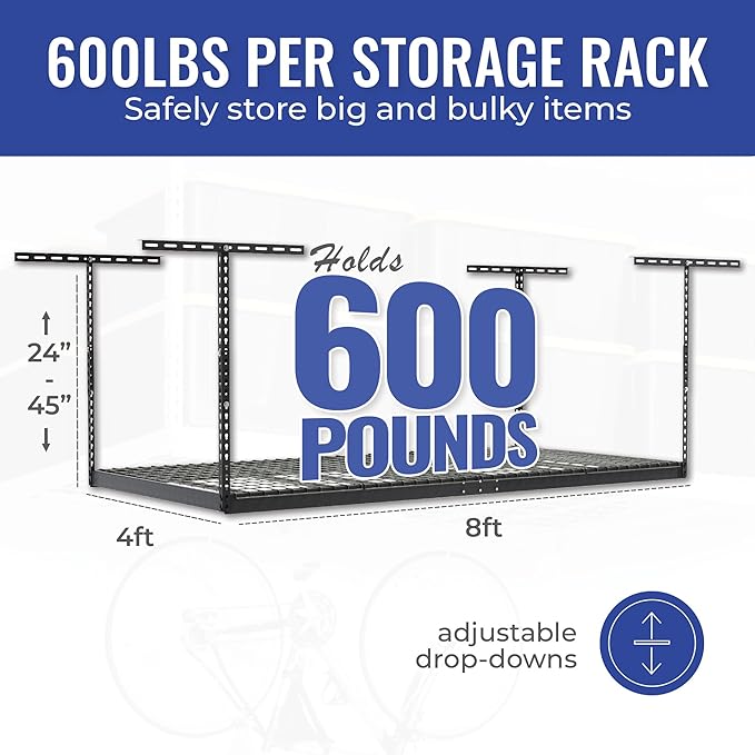 SafeRacks Overhead Storage Rack, Heavy Duty 600 lb Capacity, Adjustable Garage - Image 6
