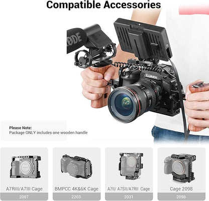 SmallRig Universal Side Wooden NATO Handle Grip DSLR Camera Cage w/Cold Shoe - Image 2