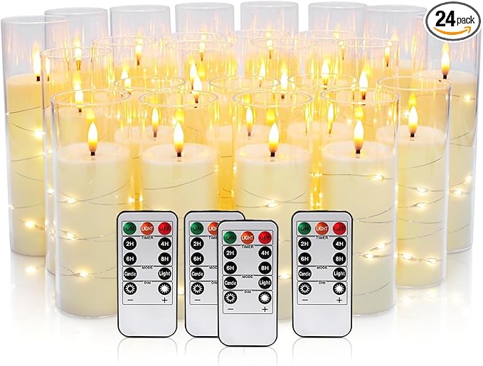 24 Pack Christmas Decoration Flickering Flameless Candles, Battery Operated by YOROXRG