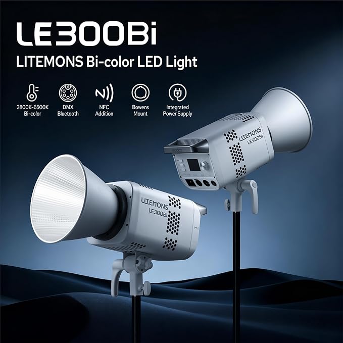 Godox Litemons LE300Bi 300W Bicolor LED Video Light, 58900Lux@1M Studio Light - Image 2