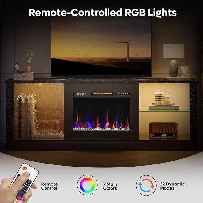 Bestier 63" Modern Fireplace TV Stand - Image 5