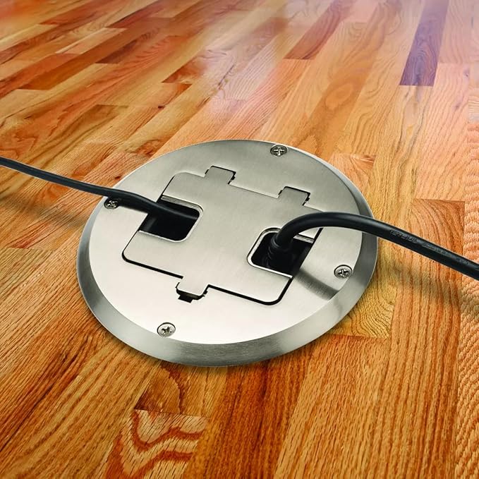 RACO Floor Box Kit 6239ACNI Nickel 15A/125V Duplex Receptacle Outlet - Image 4
