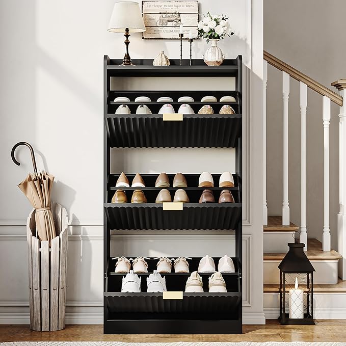 CHUWELL Fluted Shoe Cabinet Storage - Image 3