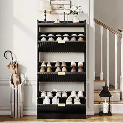 CHUWELL Fluted Shoe Cabinet Storage - Image 3