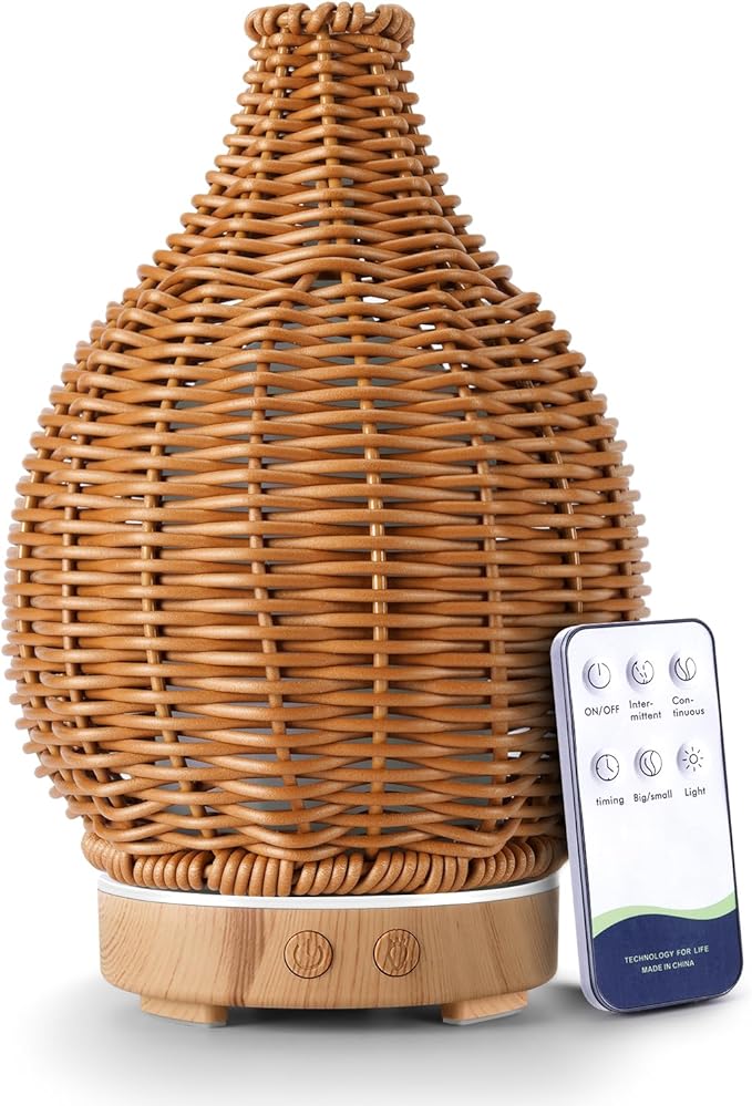 Boho Essential Oil Diffuser for Home Rattan Weaving by SENMUL