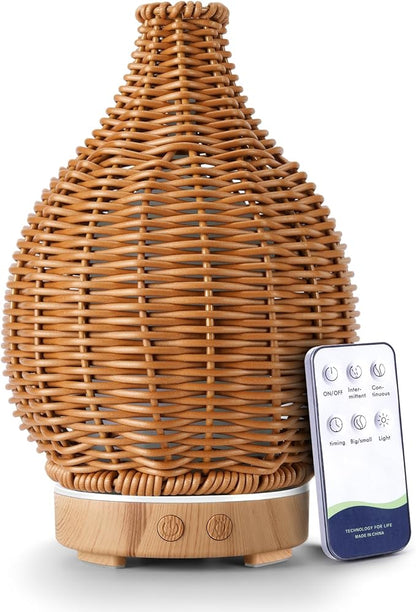 Boho Essential Oil Diffuser for Home Rattan Weaving by SENMUL