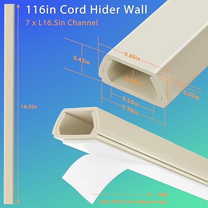 Wall Cable Hider Kit, 116in TV Wire Hider - Image 2
